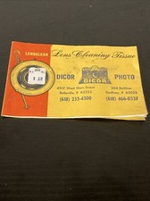 Vintage DICOR PHOTO Lensclean Lens Cleaning Tissue Booklet . Wow Great cond