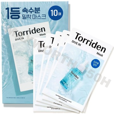 Torriden Dive in Hyaluronic Acid Sheet Masks Moisturizing Sheet Mask 10 Sheets