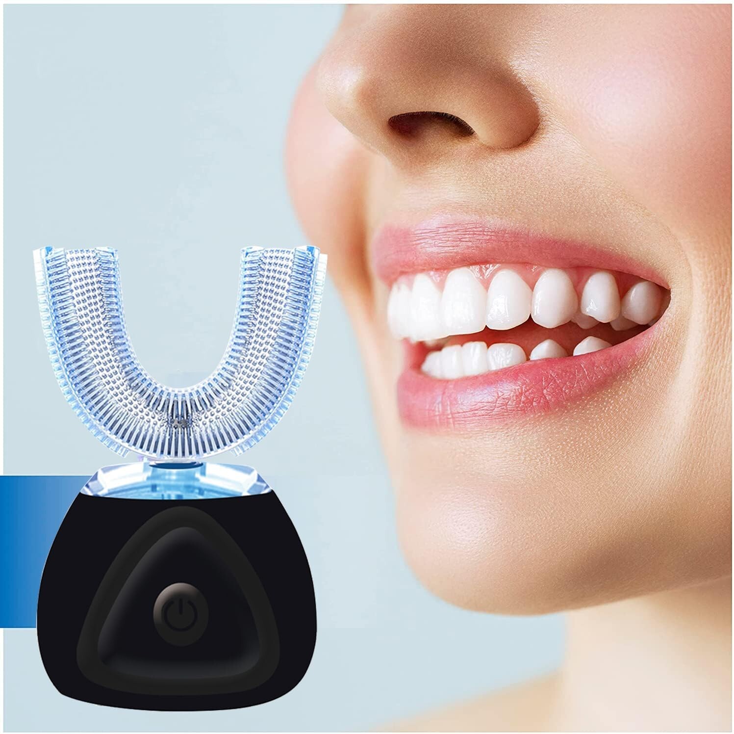 Sani White Ultrasonic Toothbrush Sparkle Glow U Shaped Teeth Whitening 360 Brite