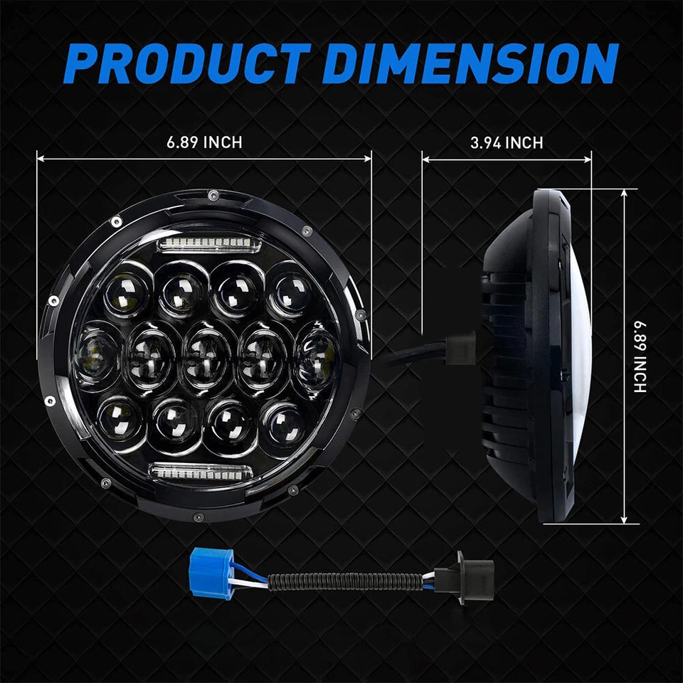 Par de faros LED DRL halo de 7 pulgadas para camioneta Dodge W100 W200 D100 D200 Foto 2 de 4