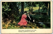 Postcard - Lovers in Forest Art Print - Love/Romance Greeting Card