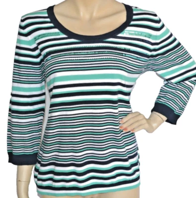 LUISA VIOLA Italy Strick Pullover Baumwolle cotton S 34/36 neu 175€ gestreift - Bild 1 von 4