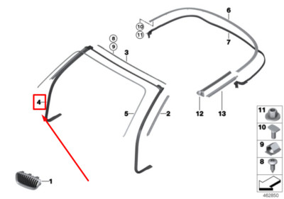 NEW BMW 2 CABRIO F23 WINDSCREEN PANEL SEALING 7267929 51767267929  
