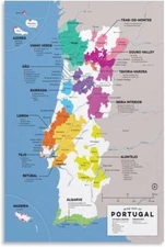 Wine Map of Portugal Canvas Art Poster And Wall Art Picture Print Framed