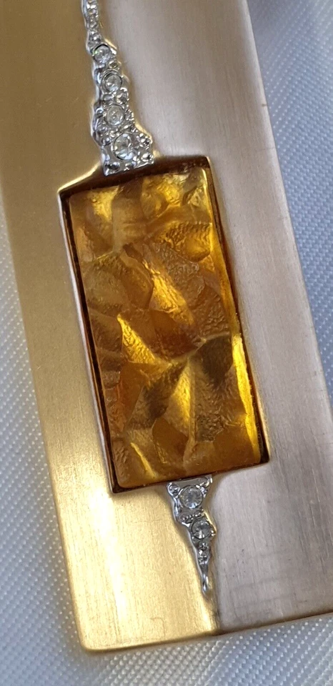 XL großer Stab Anhänger von Pierre Lang Gold vergoldet satiniert Steinbesatz - Bild 4 von 4