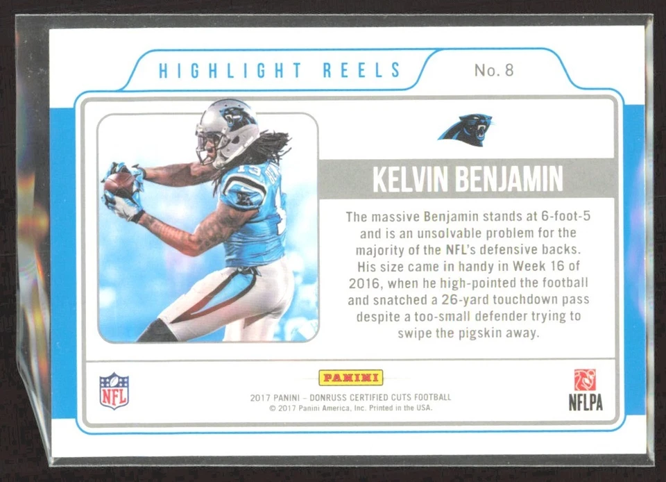 2017 Panini Certified Cuts Highlight Reels Kelvin Benjamin #8 - Image 2 of 2