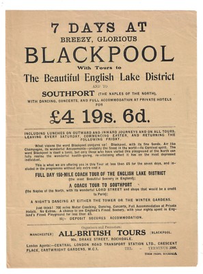  Blackpool Excursion Prospekt ca. Ende 940 - 1950 British Tours sehr gut 