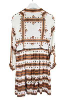 SANDRO Ramata Dress Women's EU 36 Long Sleeve Linen Silk Pleated