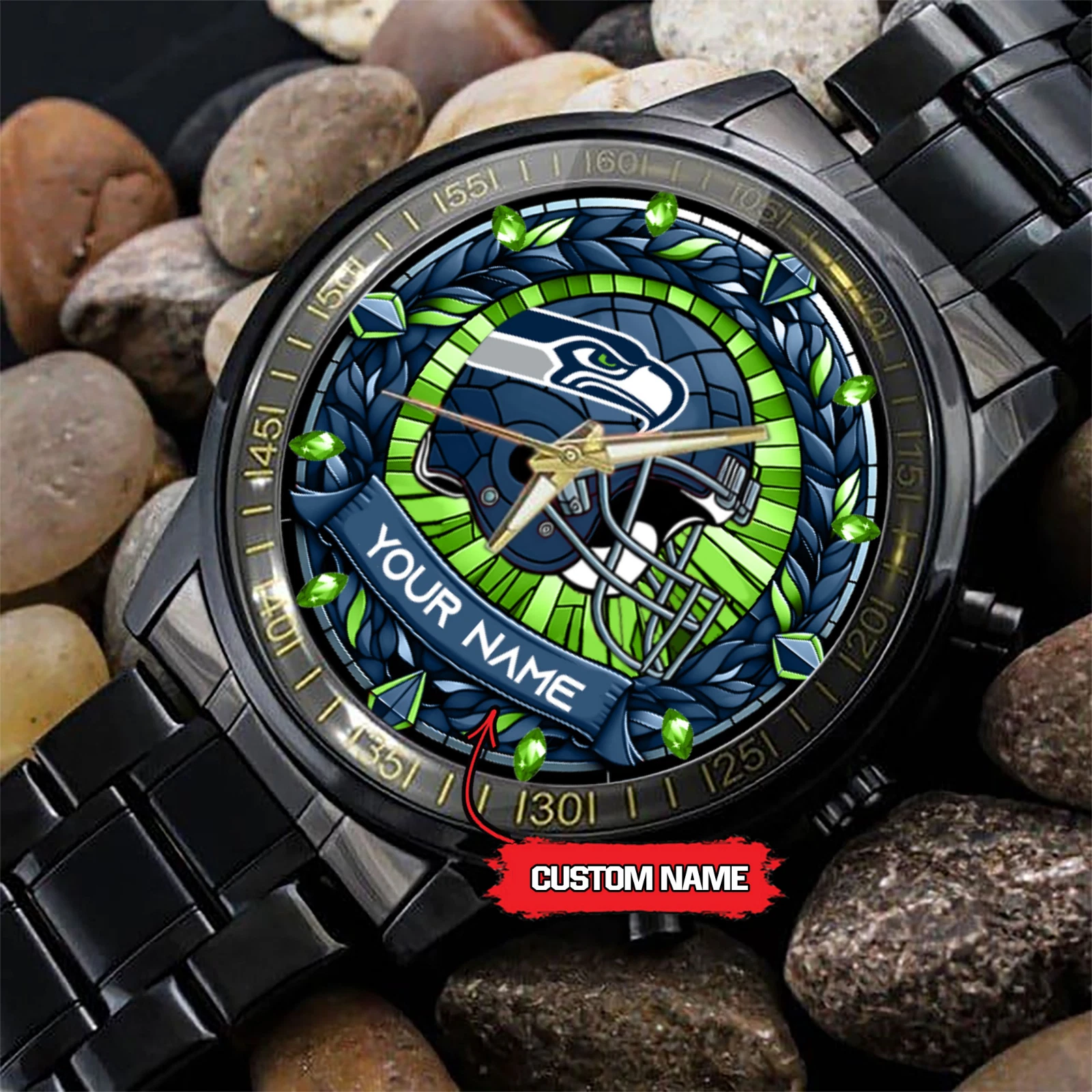 Customized Seattle Team Seahawks Stainless Steel Watch