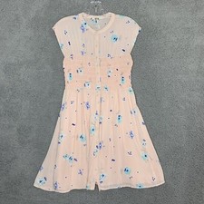 Free People Dress Womens XS Pink Floral Print Smock Lined Button Up Sleeveless