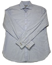 Michael Kors Long Sleeved Collared Button Down Slim Fit Blue Dress Shirt Mens M