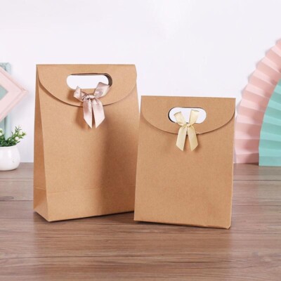 Kraftpapier Gastgeschenk Tasche mit Band. Hochzeit, Geburtstag, Babyparty, Lehrer Geschenk
