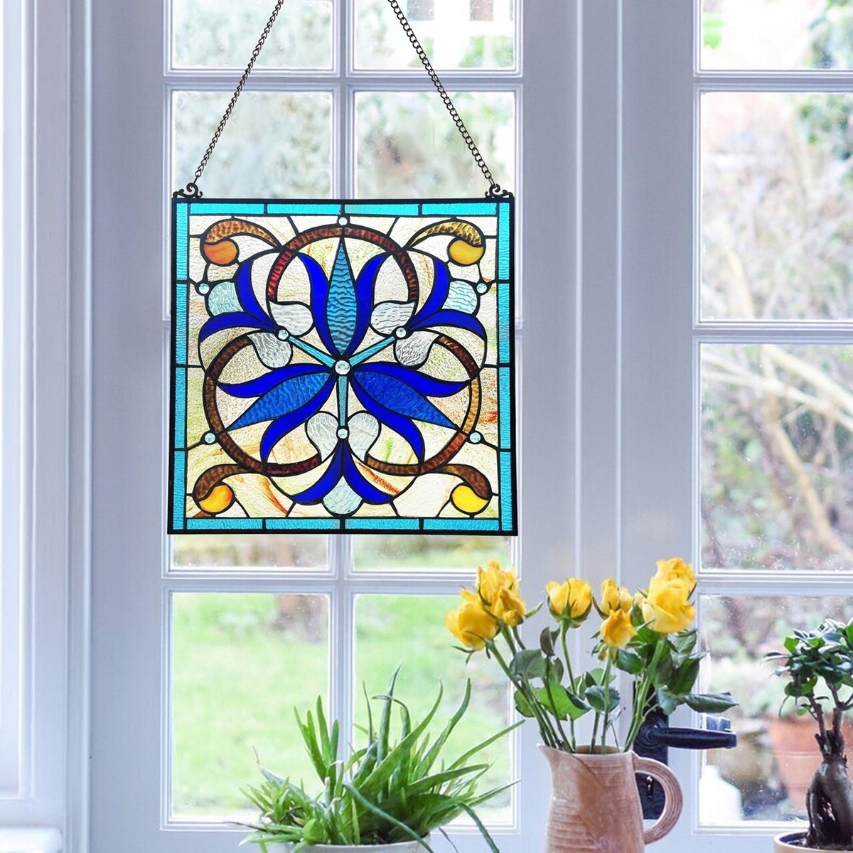Stained Glass Victorian Tiffany Style Suncatcher Art Glass Window