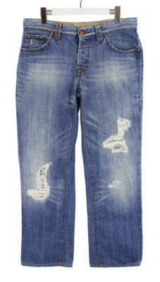 Hugo Boss Crafted1 Herrenjeans W34/L34 Distressed Knopf Fly Whiskers Blau