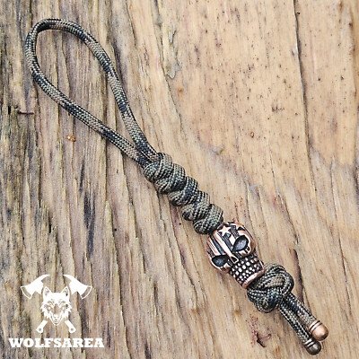 Lanyard für Messer / Schlüssel mit Skull Bead Rotkupfer Totenkopf Tactical Camo