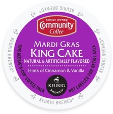 Community Coffee Mardi Gras King Cake Coffee 18 to 144 Keurig K cups Pick Size