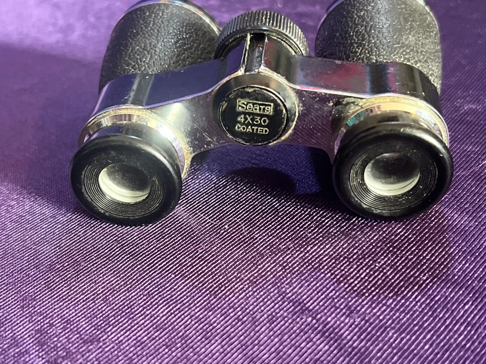Vintage Compact Binoculars – Black Textured Grip with Metallic Rims - Image 3 of 4