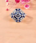 Art Deco Style Round Cut Lab Created Diamond 14k White Gold FN Anniversary Ring