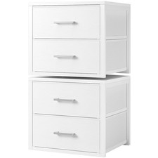 Stackable Storage Drawers Closet Organizers and Storage Fabric White 2 Drawer...