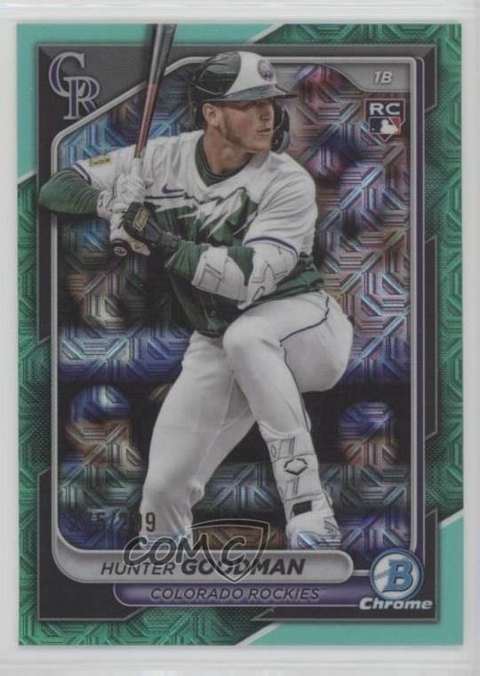 2024 Bowman Chrome Mega Box Aqua Mojo Refractor 275/299 Hunter Goodman #25 0nu6