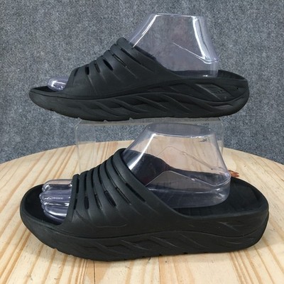 Hoka One One Ora Recovery Slides Sandals Mens 9 Womens 11 Slip On Wedge Black