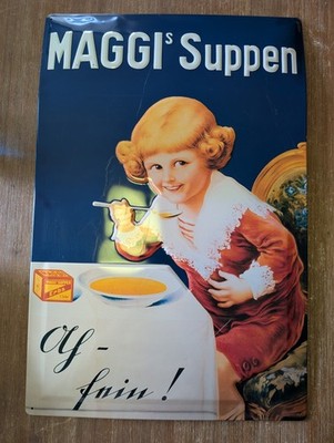 MAGGI`S SUPPEN Blech-Werbeschild,  L+B:59,5 x 39,5cm, NEU, unbenutzt