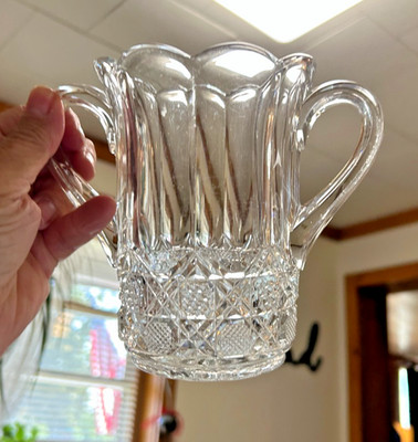 Antique McKee Flute Double Handle Glass Spooner. 5 1/2'' tall