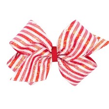 Girls PatrioticThemed Holiday Stripe Printed Sequin Hair Bow King