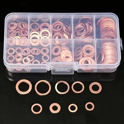 100 Stck. Kupfer Unterlegscheibe Sumpfschraube Öldichtung Dichtung Sortiment Set M8, M10, M12, M14 UK