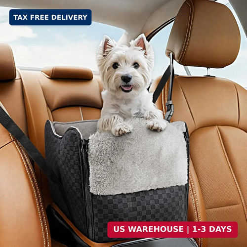 Center Console Dog Car Seat for Small Dogs- Anti-Collapse Design with Soft Plush