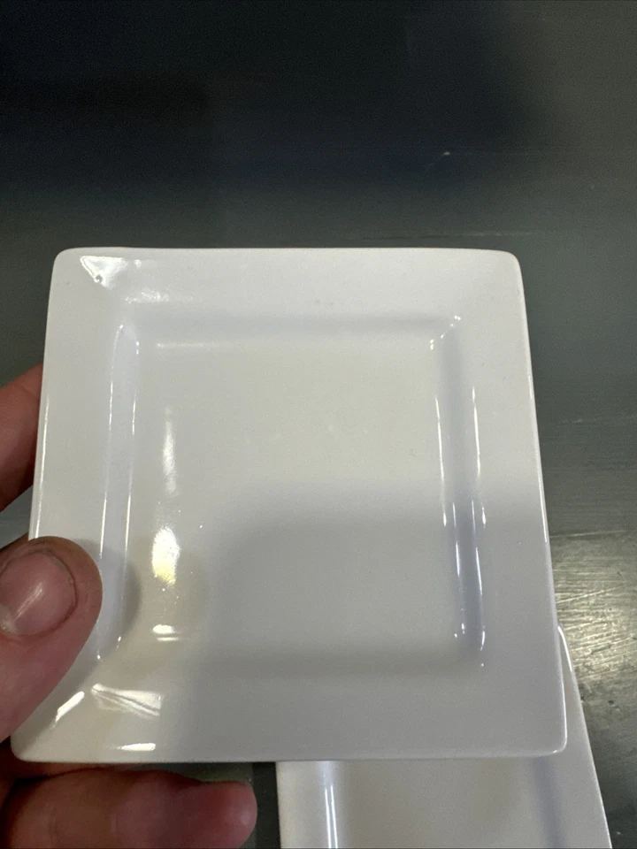 Libbey Appetizer Plates Square White 4" Snacks Entertaining Party Set of 3 - Image 3 of 4