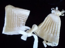 Vintage White Handmade Baby Bonnet Knitted Set 0-1 year