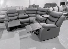 Roma | Grey | Leather Corner Recliner Sofa With Cupholders | SPECIAL OFFER 