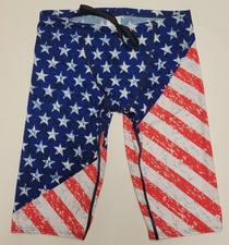 TYR Patriotic Distressed American Flag Jammer Long Swim Trunks Shorts July 4 NWT