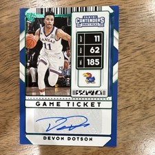 Panini Contenders Draft Picks Devon Dotson Autograph #91 Kansas Basketball