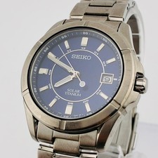 SEIKO Men's Watch Date Genuine Strap V147-0AB0 Solar From Japan