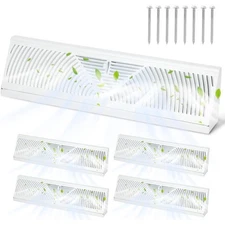 4 Pack Baseboard Register Vent Covers 15” Adjustable Air Flow Wall Floor White