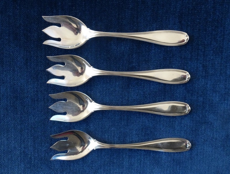 Alvin Sterling Silver Ice Cream Forks,  no monogram, total of four forks