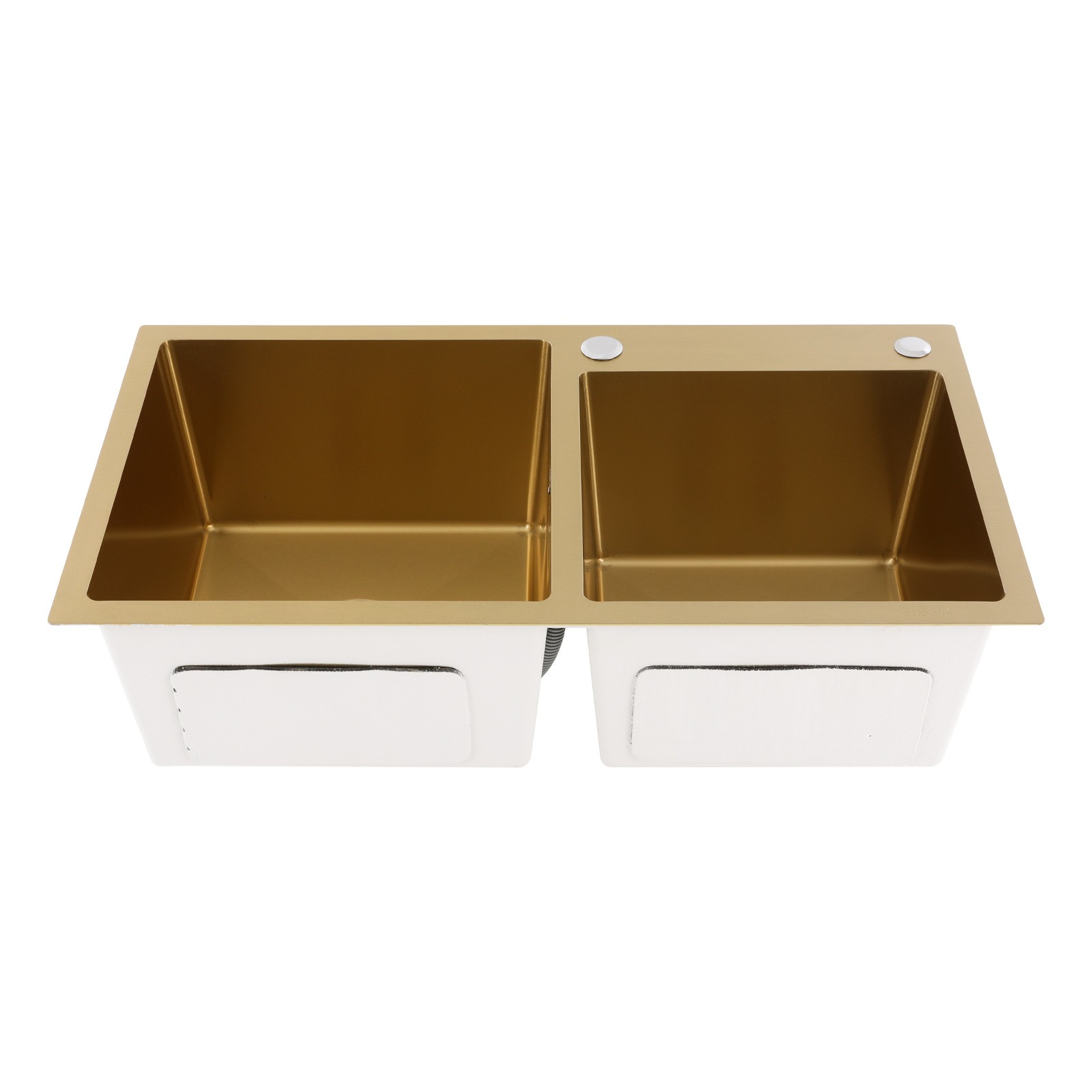 Undermount Double-Bowl Kitchen Sink, Multifunctional Stainless Steel Sink, Gold