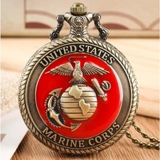 United States Marine Corps Pocket Watch Solid Bronze 100 Functional Marines NEW