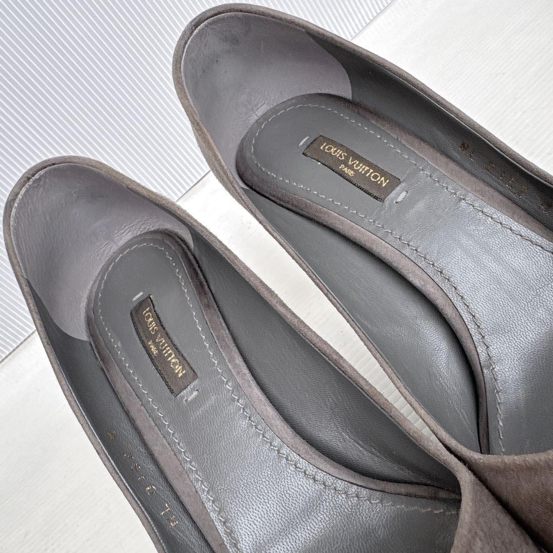 Louis Vuitton Shoes Pumps Heel EU 36.5 US 6.5 Suede Leather Greige Authentic thumbnail 10