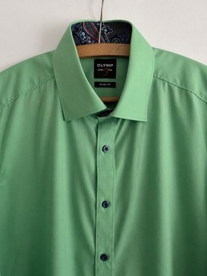 Olymp Leve Five Body Fit Herren Hemd Gr. 40 Hellgrün   Top Zustand
