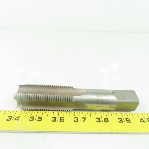 H.W. Co. 1-1/4"-10 Straight 4-Flute Taper Tap HS GH-5 5-13/16" OAL - Foto 9 di 9