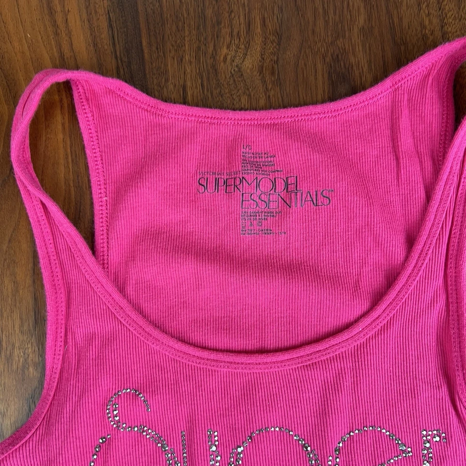 复古 Y2K Victoria’s Secret 超级模型石灰石迷彩背心粉色大号 — 第 3/4 张图片