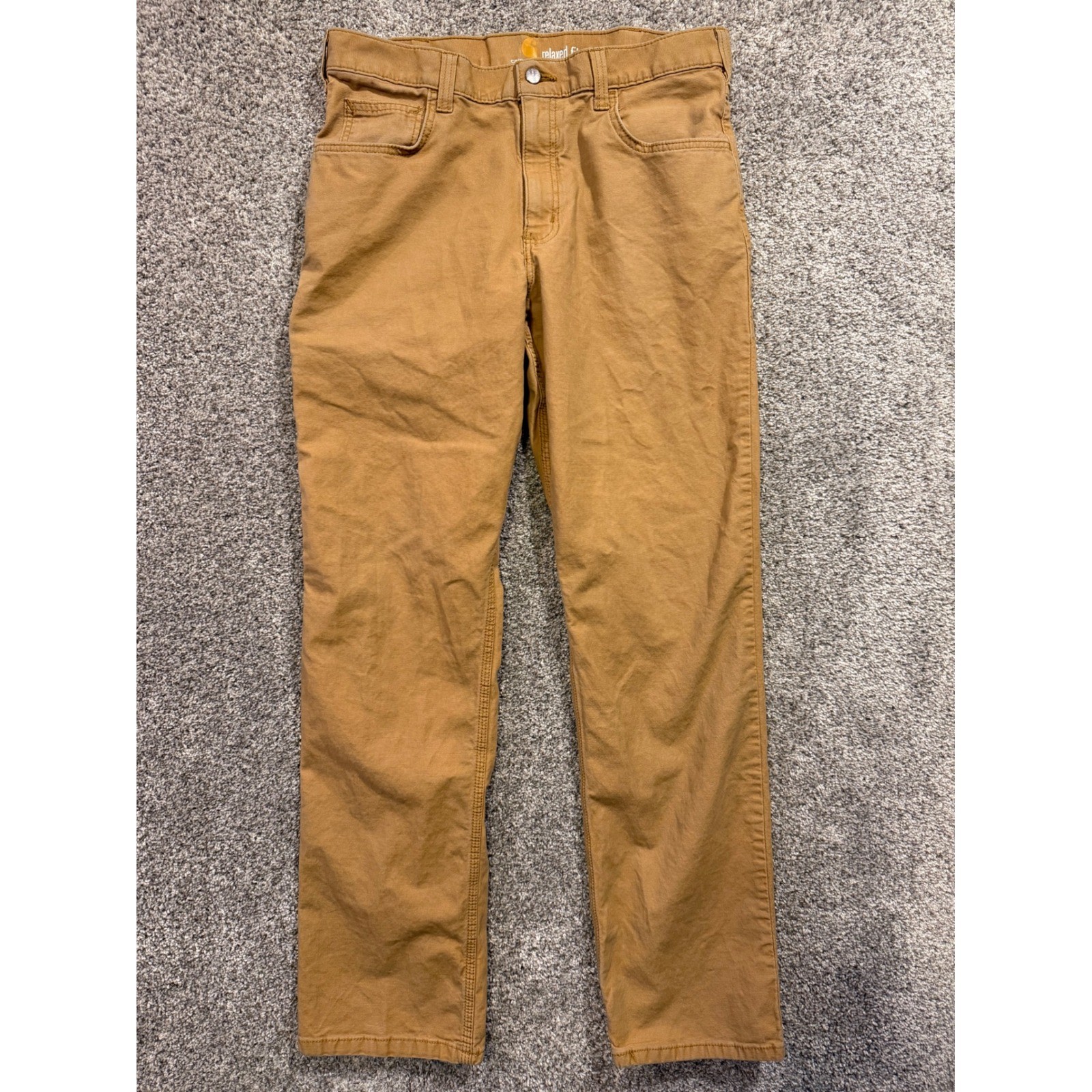 Carhartt Pants Mens 34X32 Brown Relaxed Fit Canvas Work Pants Duck Straight Leg