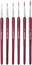 Professional Sable Hair Detail Paint Brush Set - 6 6 Piece Assortment, Red