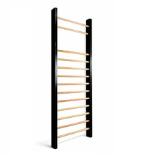 QLS Holz Gymnastikleiter Turnleiter 195x80 cm Schwarz Rahmen Buchenholz Sprossen