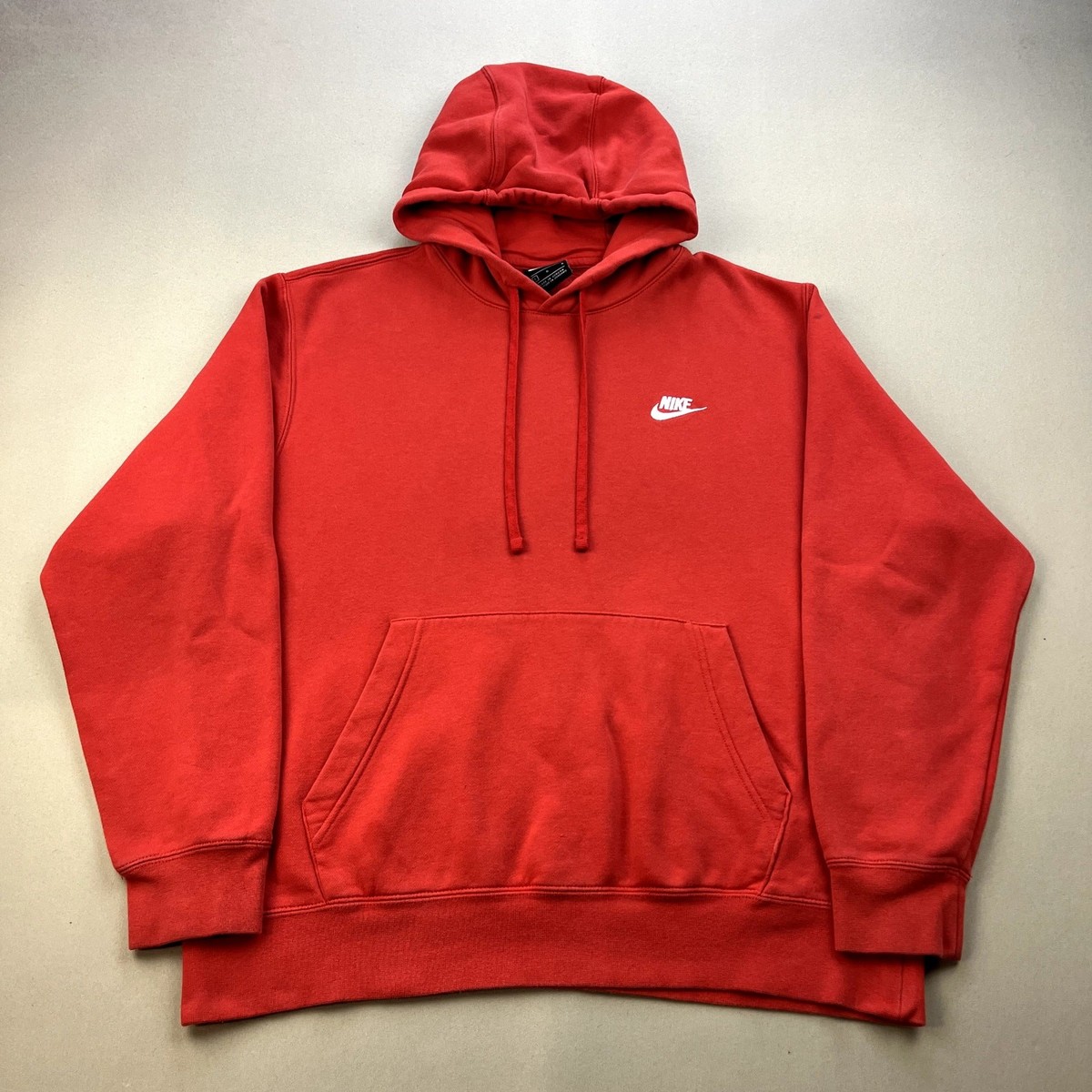 Nike Hoodie Sweatshirt Adult Large Red Swoosh Spell Out Logo