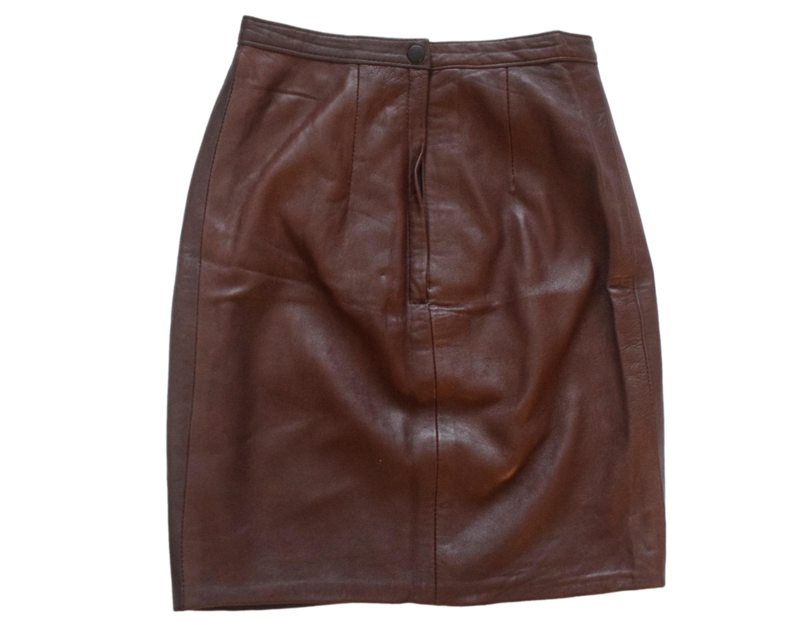 Vintage 80s Brown Leather Skirt Below Knew Retro Boho Indie Boho 6 image 3