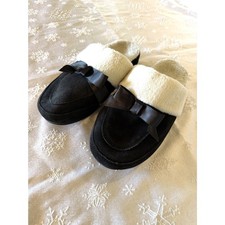 Vionic Slippers w/Bow Black Suede Leather Slides Sz 10 Gorgeous